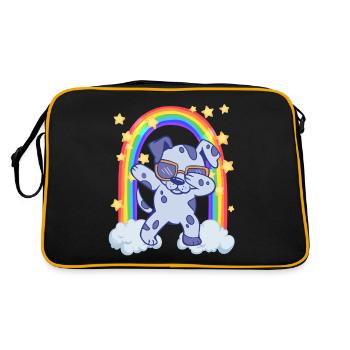 Regenbogen Hund LGBTQ Haustier dabbing - Retro Tasche - Schwarz/Gold - Hinten