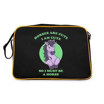Pferde sind niedlich ich bin niedlich also bin ich - Retro Tasche - Schwarz/Gold - Hinten