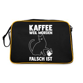 Coffee because murder is wrong Cat - Retro Bag - black/gold - Back