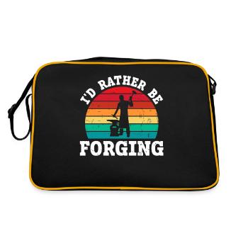 I'd Rather Be Forging Anvil Blacksmith - Retro Bag - black/gold - Back