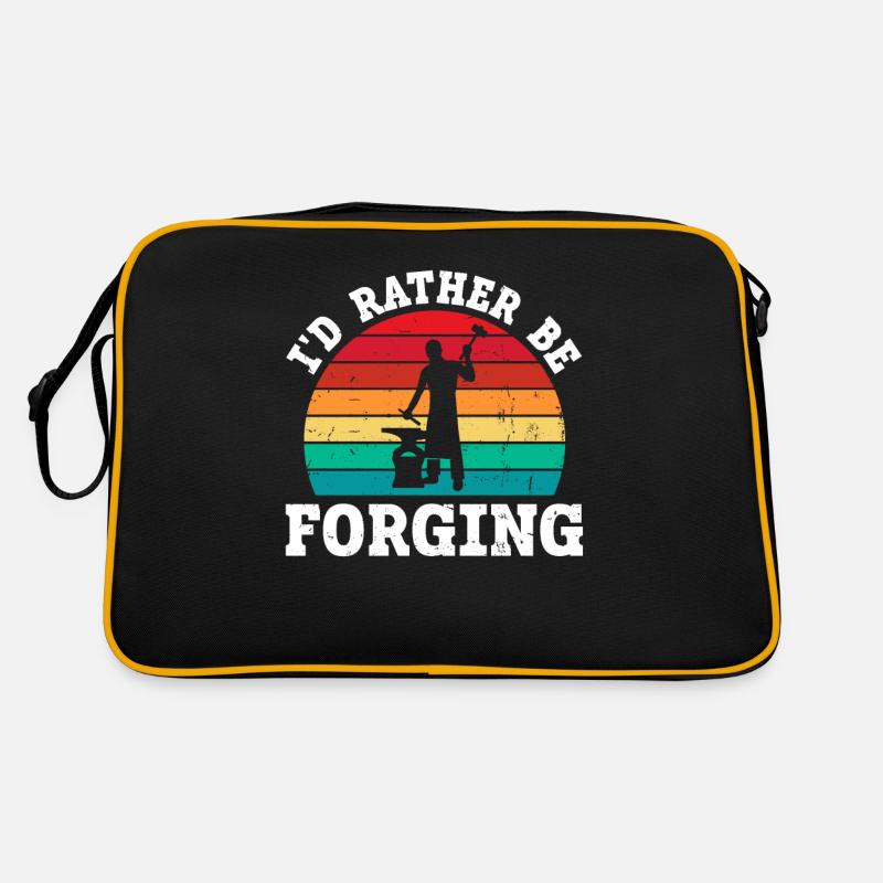 I'd Rather Be Forging Anvil Blacksmith Retro Bag
