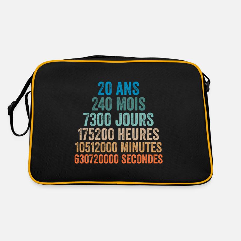 20 Ans Anniversaire - cadeau d'anniversaire - Sac Retro - noir/or