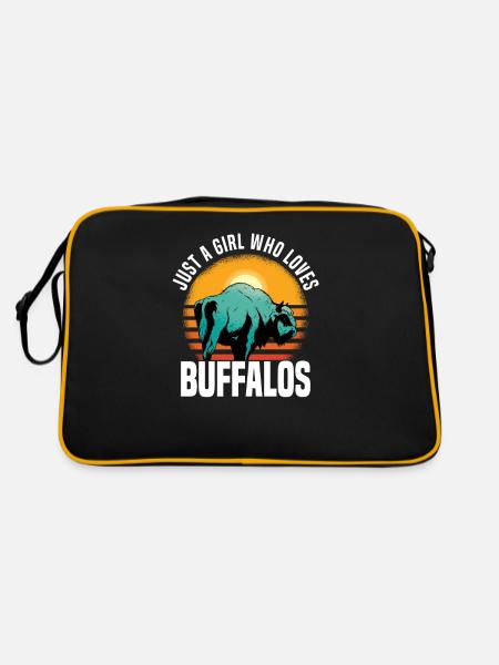 Büffel Bison Ochse Indianer Amerikanisch - Retro Tasche - Schwarz/Gold - Hinten
