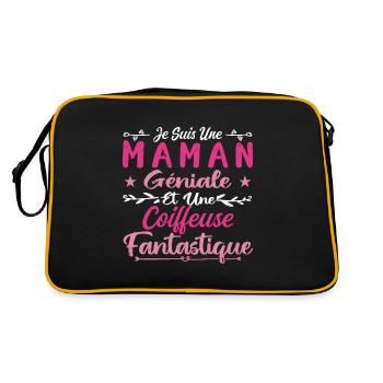 Je Suis Une Maman Géniale Et Une Coiffeuse Fantast - Sac Retro - noir/or - Dos