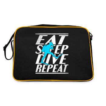 Essen Schlafen Tauchen - Retro Tasche - Schwarz/Gold - Hinten