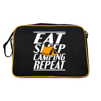 Essen Schlafen Campen - Retro Tasche - Schwarz/Gold - Hinten