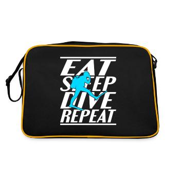 Essen Schlafen Tauchen - Retro Tasche - Schwarz/Gold - Hinten