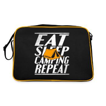 Essen Schlafen Campen - Retro Tasche - Schwarz/Gold - Hinten