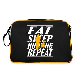 Essen Schlafen Jagen - Retro Tasche - Schwarz/Gold - Hinten