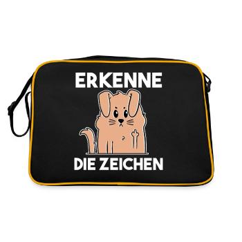 Erkenne Die Zeichen Mittelfinger Hund - Retro Tasche - Schwarz/Gold - Hinten
