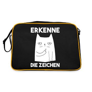 Erkenne Die Zeichen Katze - Retro Tasche - Schwarz/Gold - Hinten
