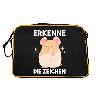 Erkenne Die Zeichen Hamster - Retro Tasche - Schwarz/Gold - Hinten