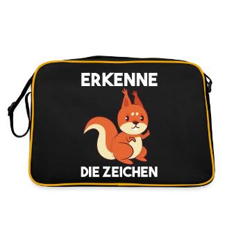 Erkenne Die Zeichen Eichhörnchen - Retro Tasche - Schwarz/Gold - Hinten