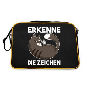 Erkenne Die Zeichen Katze - Retro Tasche - Schwarz/Gold - Hinten