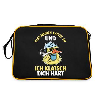 Fass Meinen Kaffee An Und Ich Klatsch Dich Hart En - Retro Tasche - Schwarz/Gold - Hinten