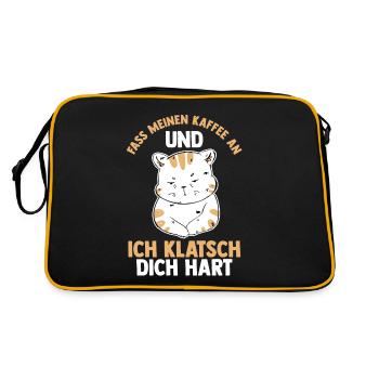 Fass Meinen Kaffee An Und Ich Klatsch Dich Hart Ka - Retro Tasche - Schwarz/Gold - Hinten