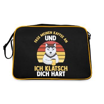 Fass Meinen Kaffee An Und Ich Klatsch Dich Hart Hu - Retro Tasche - Schwarz/Gold - Hinten
