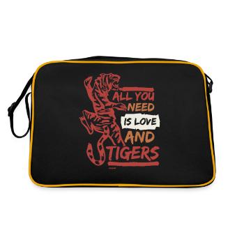 cooler Tiger aus dem asiatischen Dschungel - Retro Tasche - Schwarz/Gold - Hinten