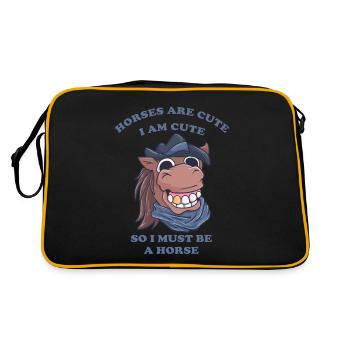 Pferde sind niedlich ich bin niedlich also bin ich - Retro Tasche - Schwarz/Gold - Hinten