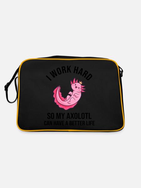 I Work Hard So My Axolotl Can Have - Retro Tasche - Schwarz/Gold - Hinten