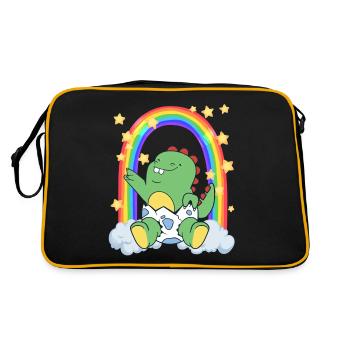 Baby Dino LGBTQ Regenbogen Pride Diversity - Retro Tasche - Schwarz/Gold - Hinten