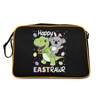 Koala avec T-Rex Easter Estrawr Easter Wordplay - Sac Retro - noir/or - Dos