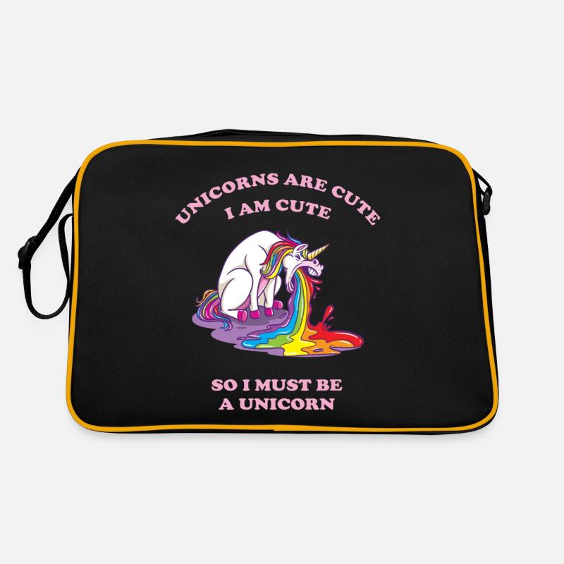 kotzendes Einhorn mit Regenbogen Retro Tasche