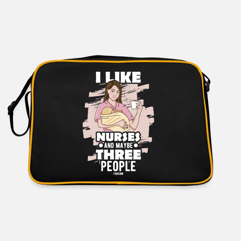 I Like Nurses And Maybe Three People - Retro Tasche - Schwarz/Gold