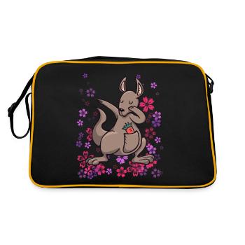 Kangaroo Australia Marsupial Girl - Retro Bag - black/gold - Back