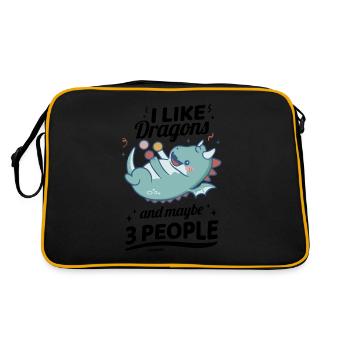 I Like Dragons And Maybe 3 People - Retro Bag - black/gold - Back