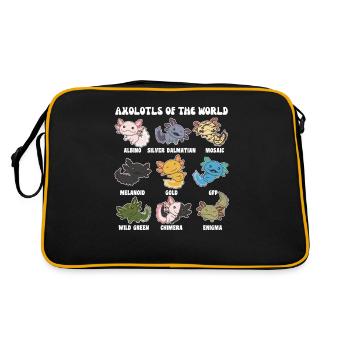 Axolotls aus der Welt süße Tiere Axolotl Arten - Retro Tasche - Schwarz/Gold - Hinten
