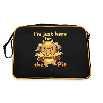 thanksgiving day outfits turkey dragon with pie - Retro Bag - black/gold - Back