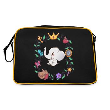 Baby elephant in the magical fairytale forest - Retro Bag - black/gold - Back