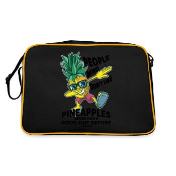 dabbing Ananas - Retro Tasche - Schwarz/Gold - Hinten