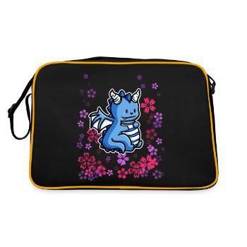 Dragon Child Flower Meadow - Retro Bag - black/gold - Back