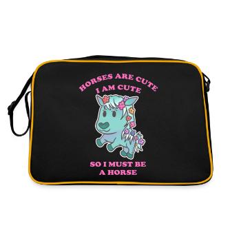 Pferde sind niedlich ich bin niedlich also bin ich - Retro Tasche - Schwarz/Gold - Hinten