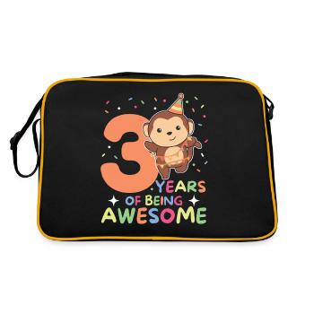 Monkey for the 3rd birthday children three years old - Retro Bag - black/gold - Back