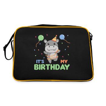 Hippopotame pour les enfants d’anniversaire c’est mon anniversaire - Sac Retro - noir/or - Dos