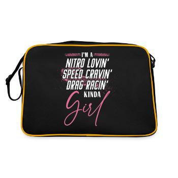 Drag Racing Race Car Girl I'm A - Retro Tasche - Schwarz/Gold - Hinten