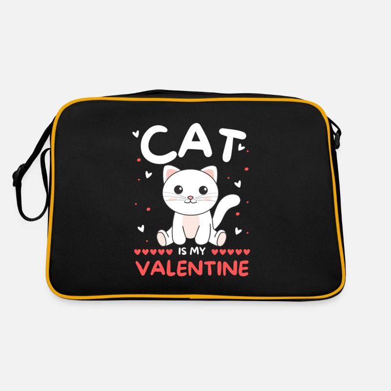 Chat pour la Saint-Valentin animaux mignons avec des cœurs Sac Retro