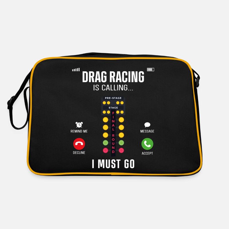 Drag Racing Race Car Phone Display - Retro Tasche - Schwarz/Gold