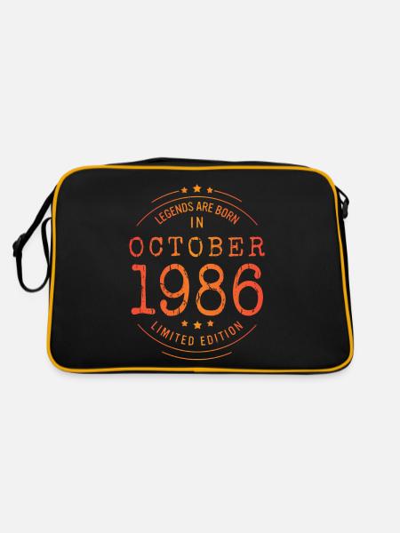 Geburtstag Oktober 1986 Limited Edition Vintage - Retro Tasche - Schwarz/Gold