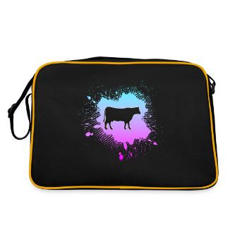 Kuh - Retro Tasche - Schwarz/Gold - Hinten