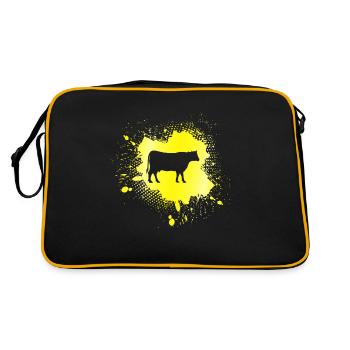 Kuh - Retro Tasche - Schwarz/Gold - Hinten