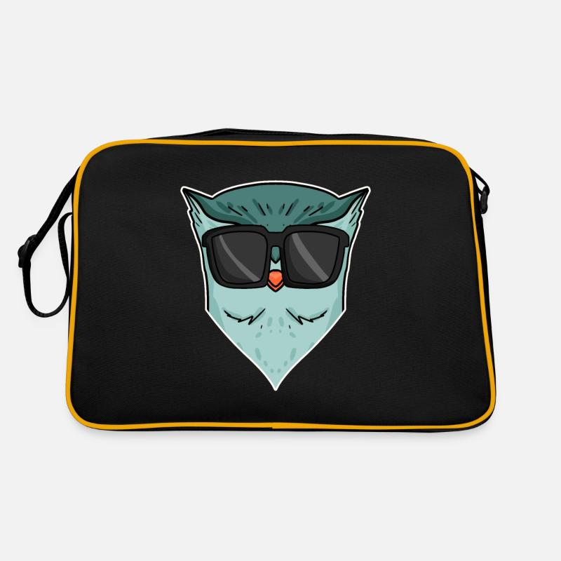 Eule mit Sonnenbrille - Retro Tasche - Schwarz/Gold