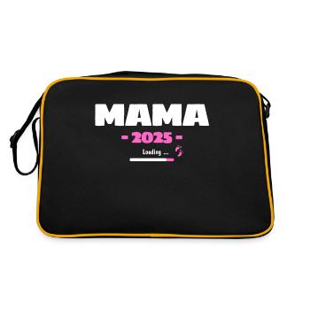 Mama 2025 Loading - Werdende Mama Motiv für - Retro Tasche - Schwarz/Gold - Hinten