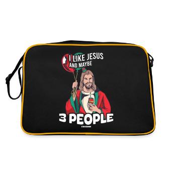 I Like Jesus And Maybe 3 People - Retro Bag - black/gold - Back