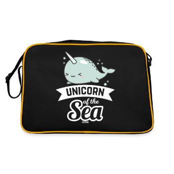 cute baby narwhal in the sea - Retro Bag - black/gold - Back