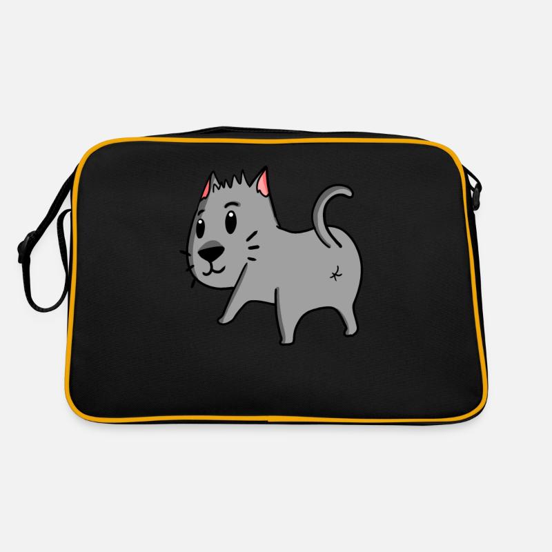 Katze von hinten - Katze Hintern - Katze Arsch - Retro Tasche - Schwarz/Gold