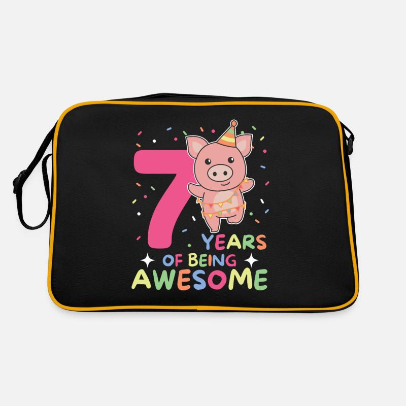 Cochon pour 7e anniversaire Enfants de sept ans Sac Retro